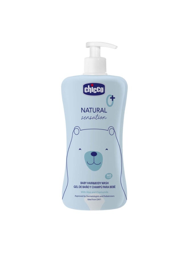 Chicco Baby Hair & Body Cleanser Natural Sensation 500ml | Body Wash and Shampoo - Image 1